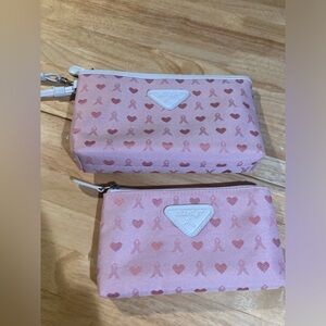 Pink Stuff wristlet bag with small bag. Breast cancer awareness design